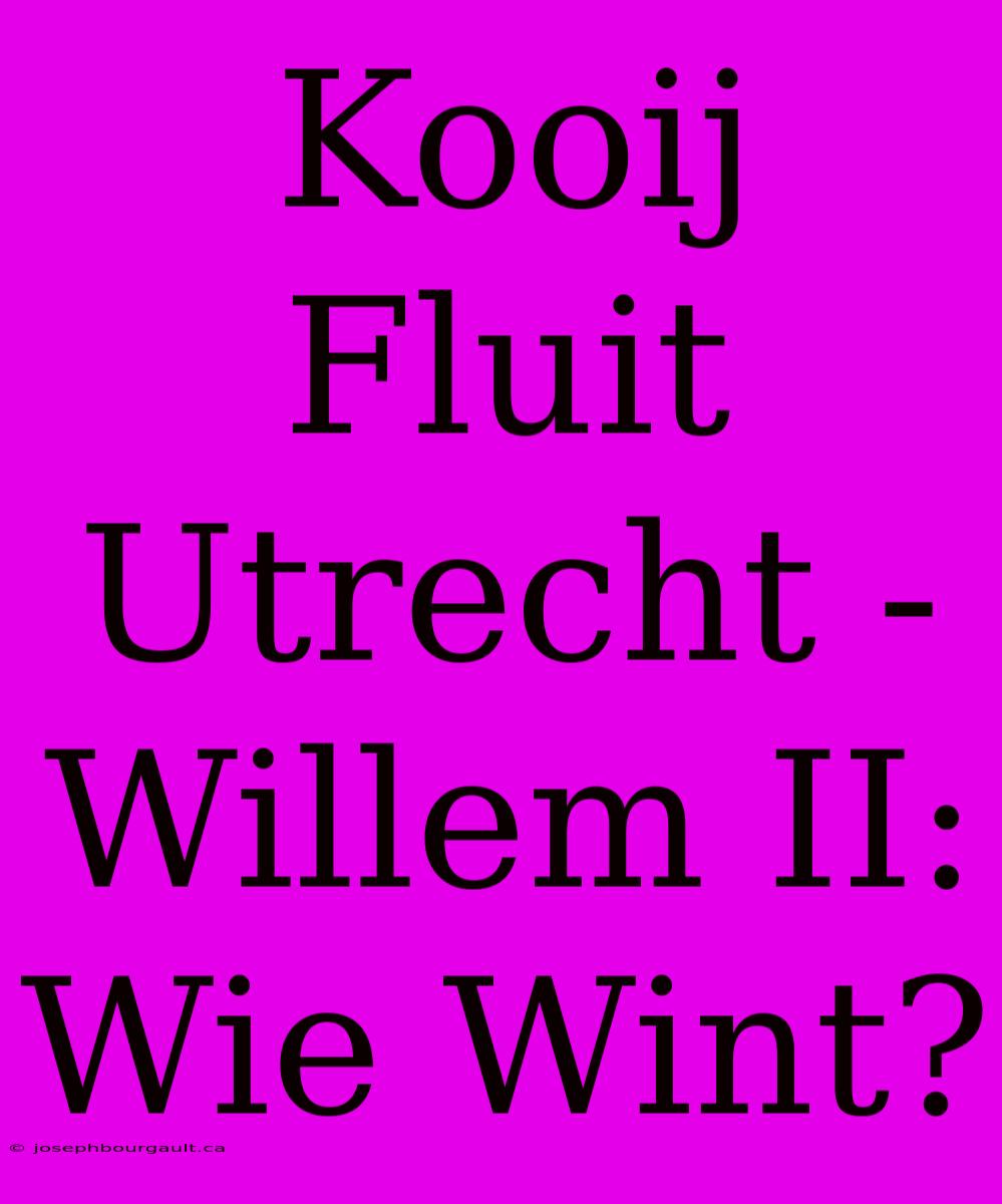 Kooij Fluit Utrecht - Willem II: Wie Wint?