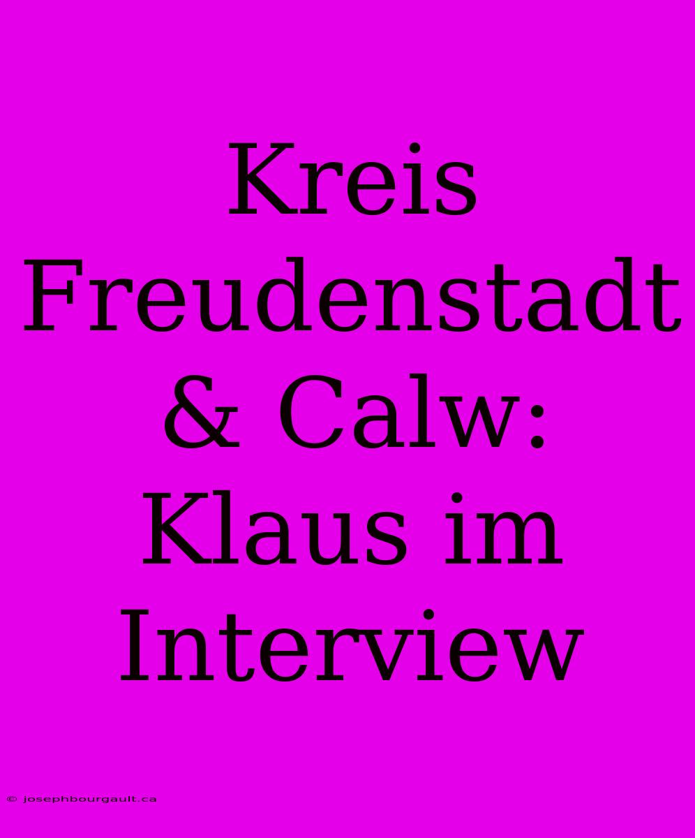 Kreis Freudenstadt & Calw: Klaus Im Interview