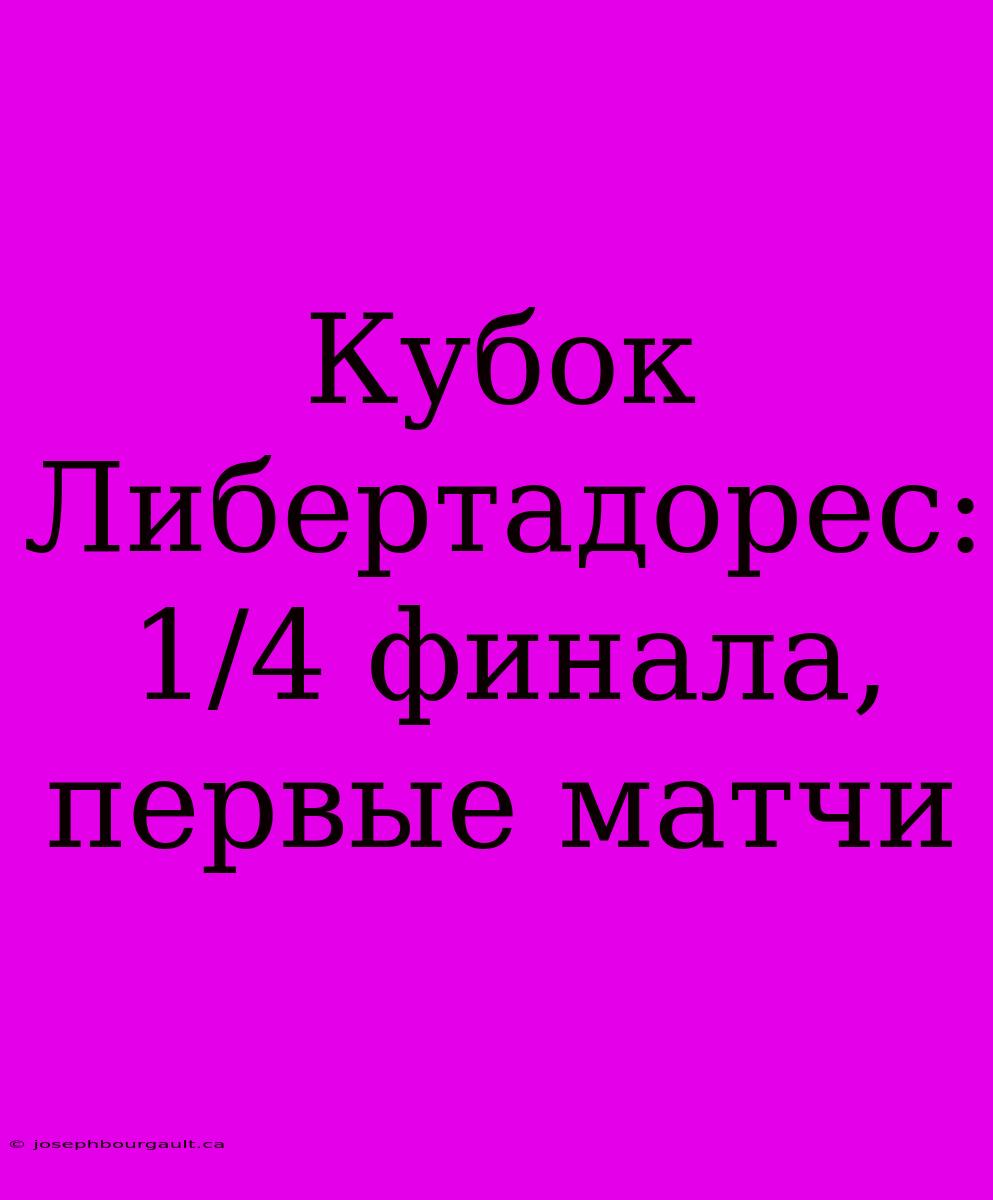 Кубок Либертадорес: 1/4 Финала, Первые Матчи