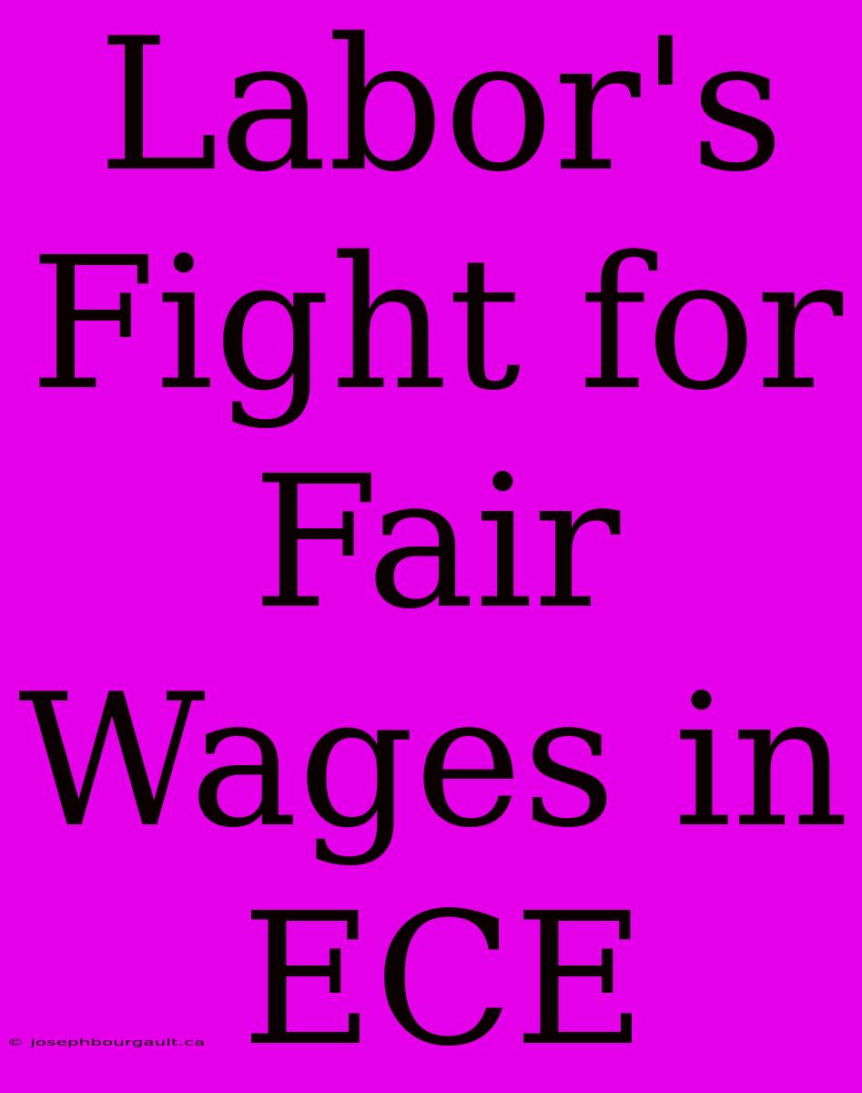 Labor's Fight For Fair Wages In ECE