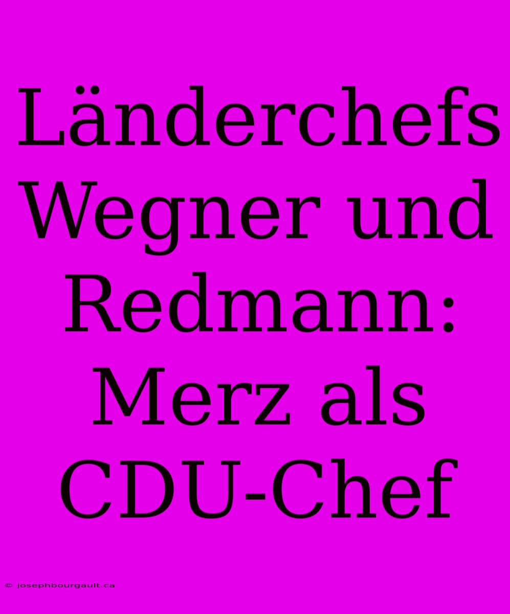 Länderchefs Wegner Und Redmann: Merz Als CDU-Chef