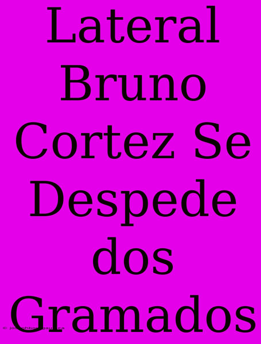 Lateral Bruno Cortez Se Despede Dos Gramados