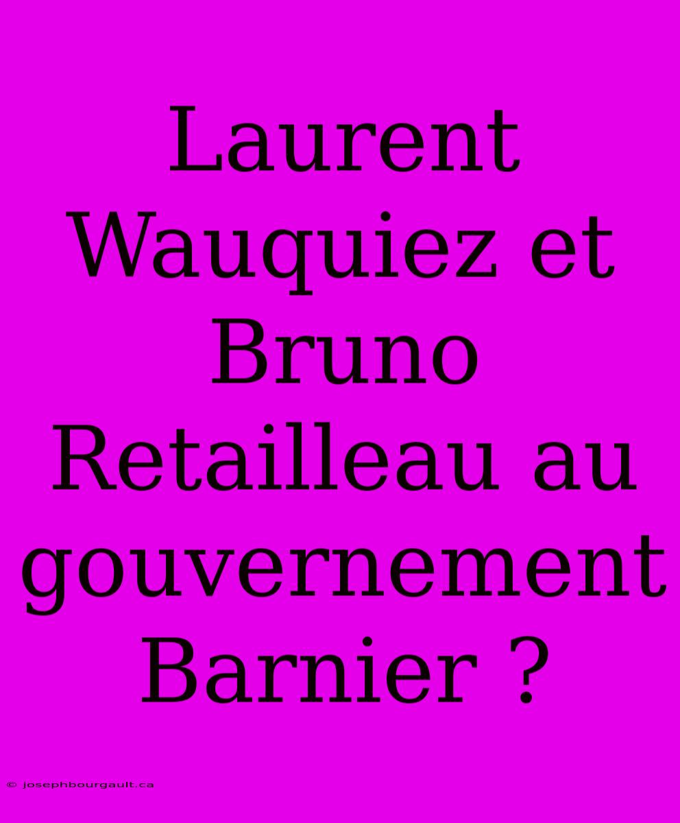 Laurent Wauquiez Et Bruno Retailleau Au Gouvernement Barnier ?