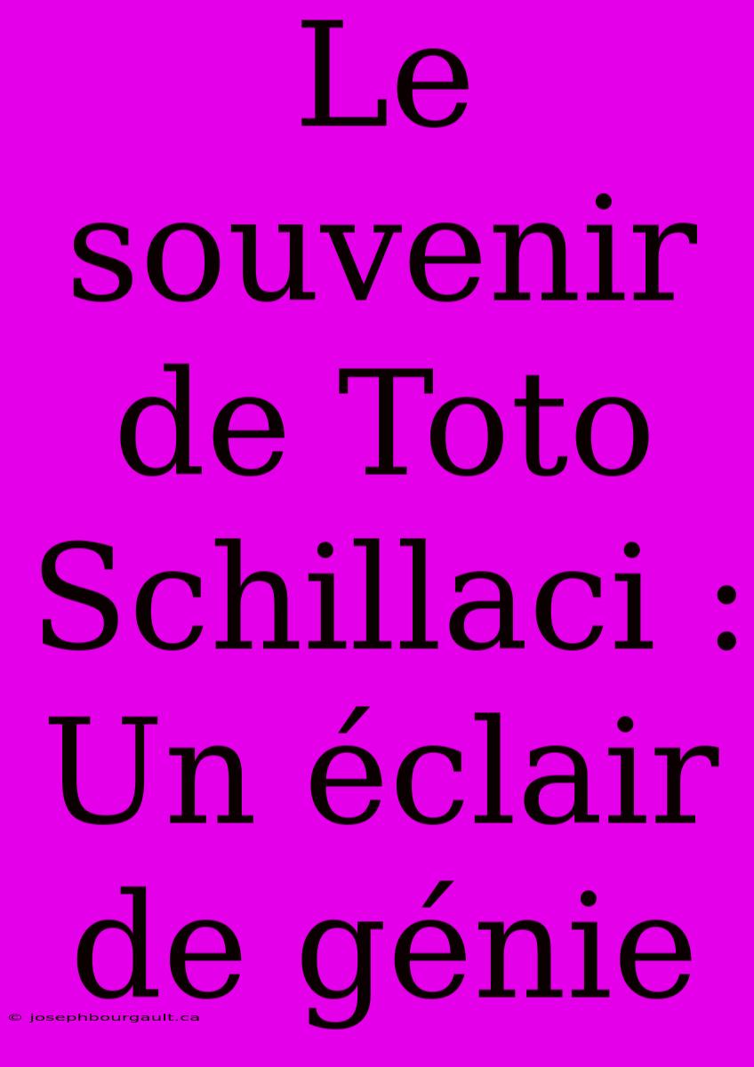 Le Souvenir De Toto Schillaci : Un Éclair De Génie