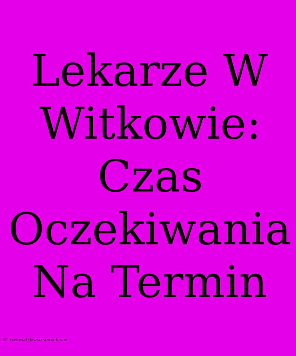 Lekarze W Witkowie: Czas Oczekiwania Na Termin