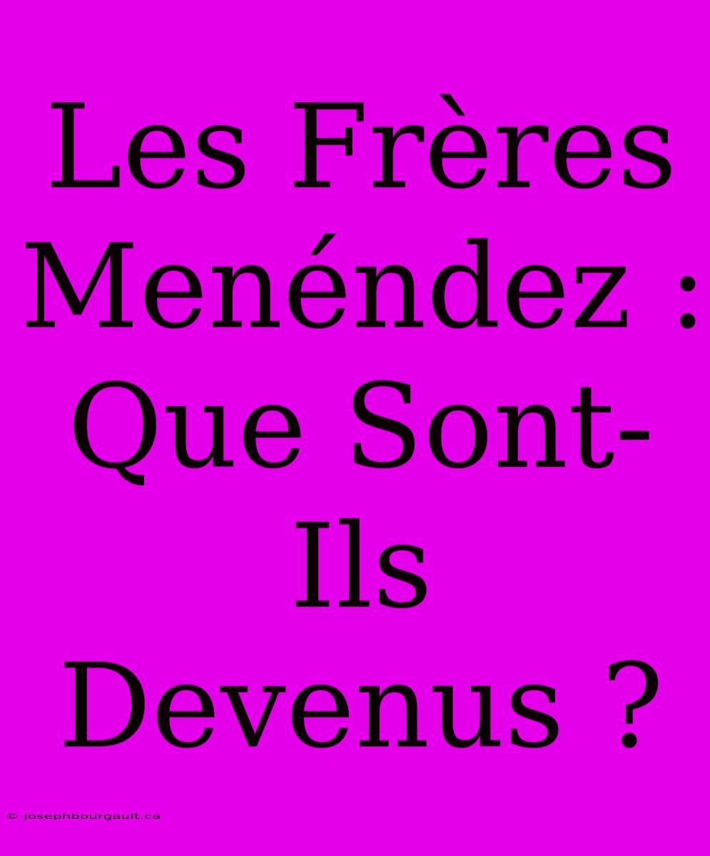 Les Frères Menéndez : Que Sont-Ils Devenus ?