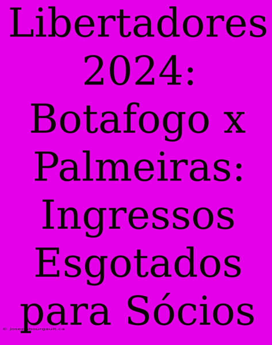 Libertadores 2024: Botafogo X Palmeiras: Ingressos Esgotados Para Sócios