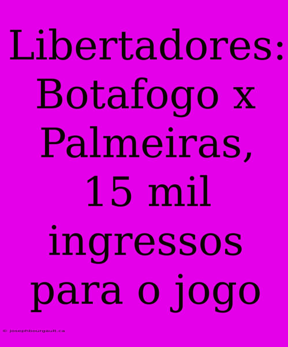 Libertadores: Botafogo X Palmeiras, 15 Mil Ingressos Para O Jogo