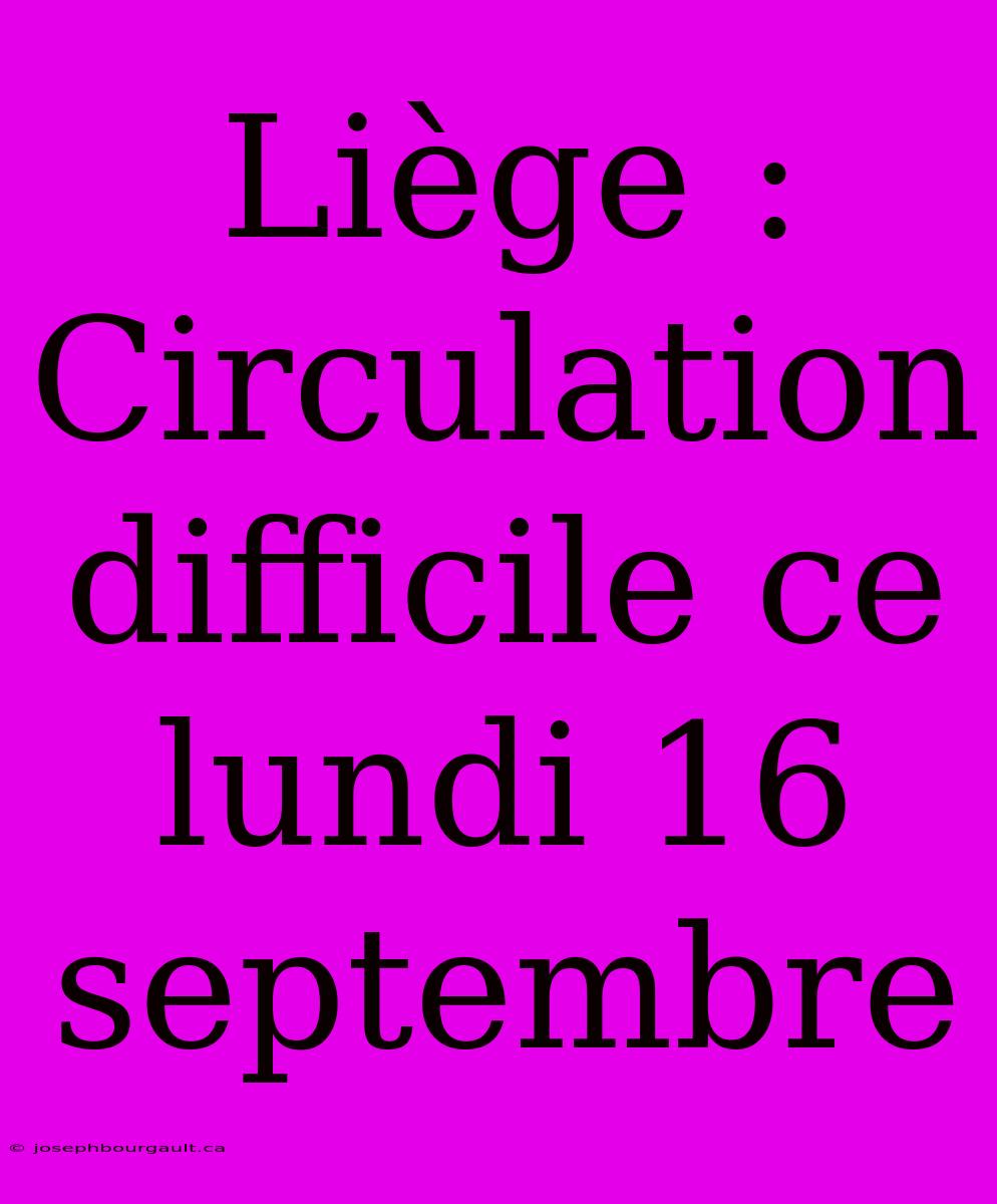 Liège : Circulation Difficile Ce Lundi 16 Septembre