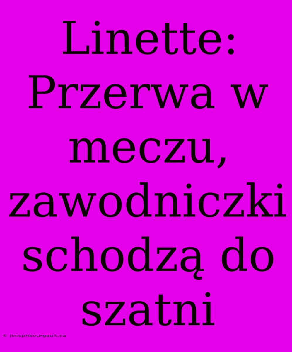 Linette: Przerwa W Meczu, Zawodniczki Schodzą Do Szatni