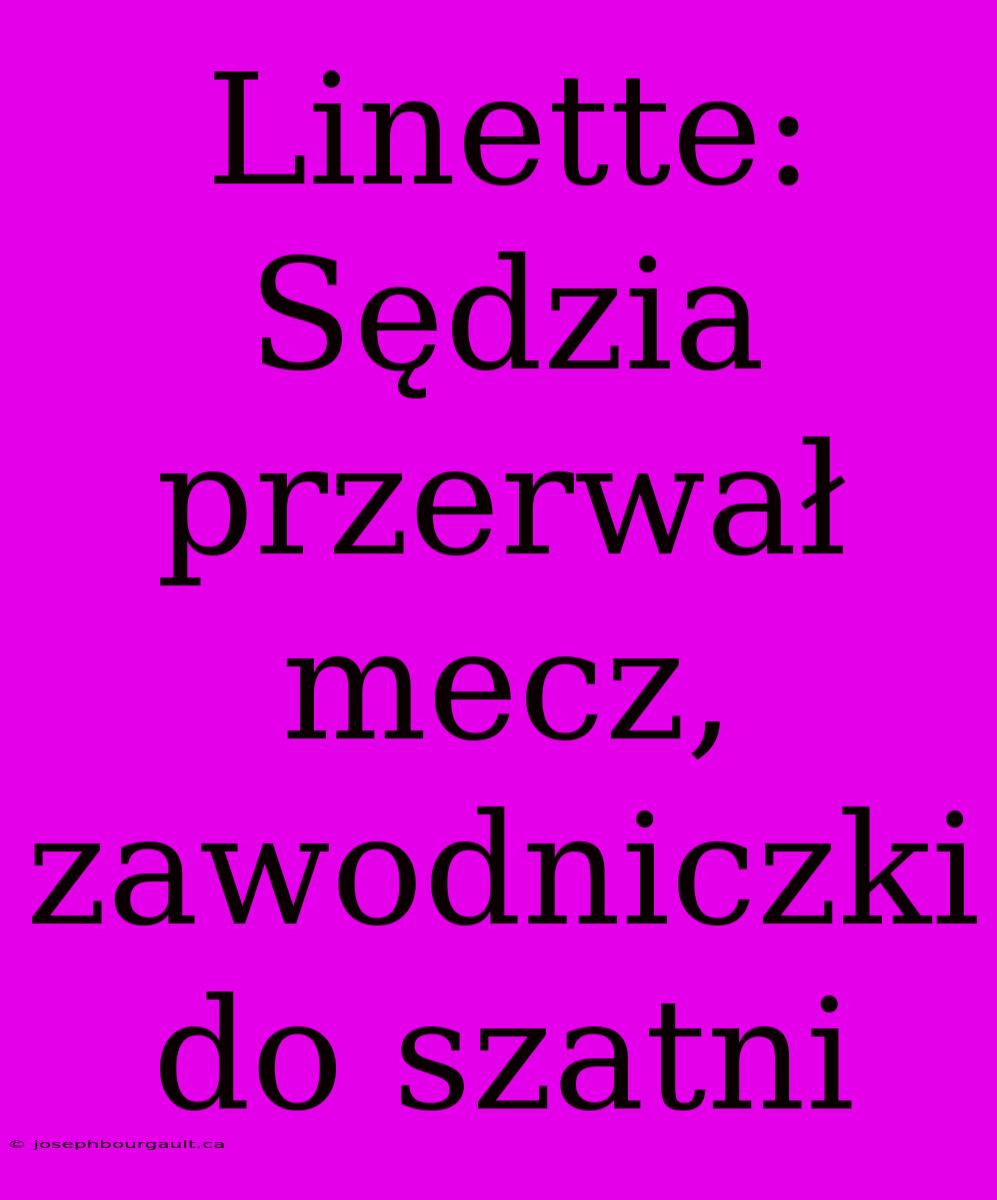 Linette: Sędzia Przerwał Mecz, Zawodniczki Do Szatni