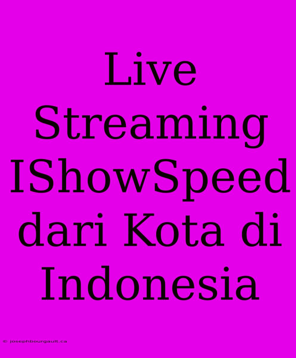 Live Streaming IShowSpeed Dari Kota Di Indonesia