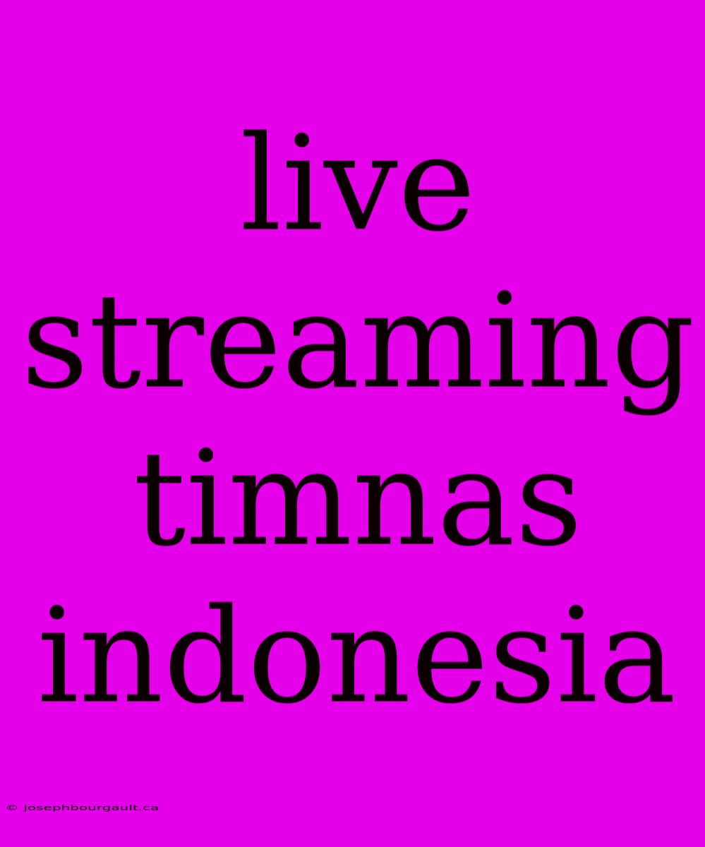 Live Streaming Timnas Indonesia