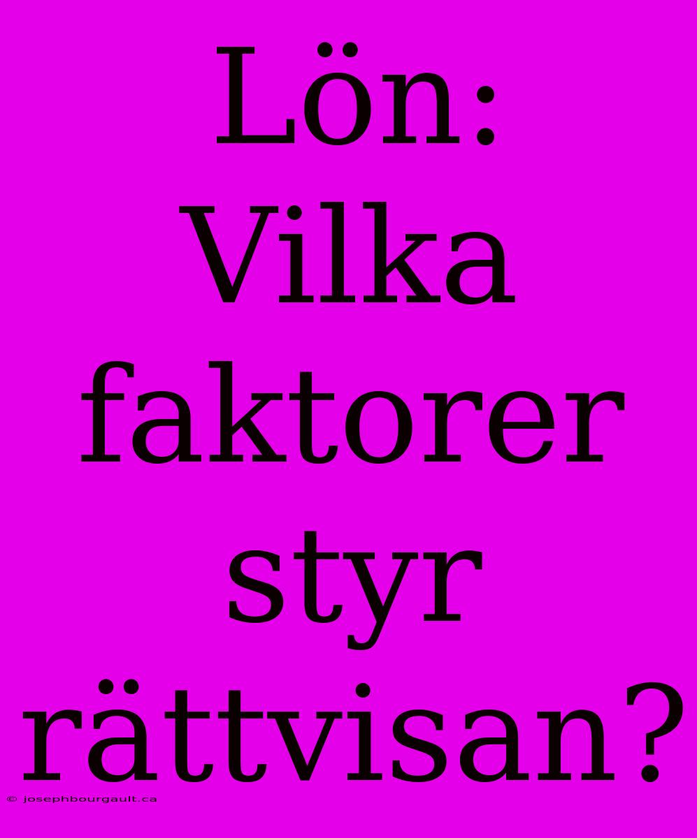 Lön: Vilka Faktorer Styr Rättvisan?