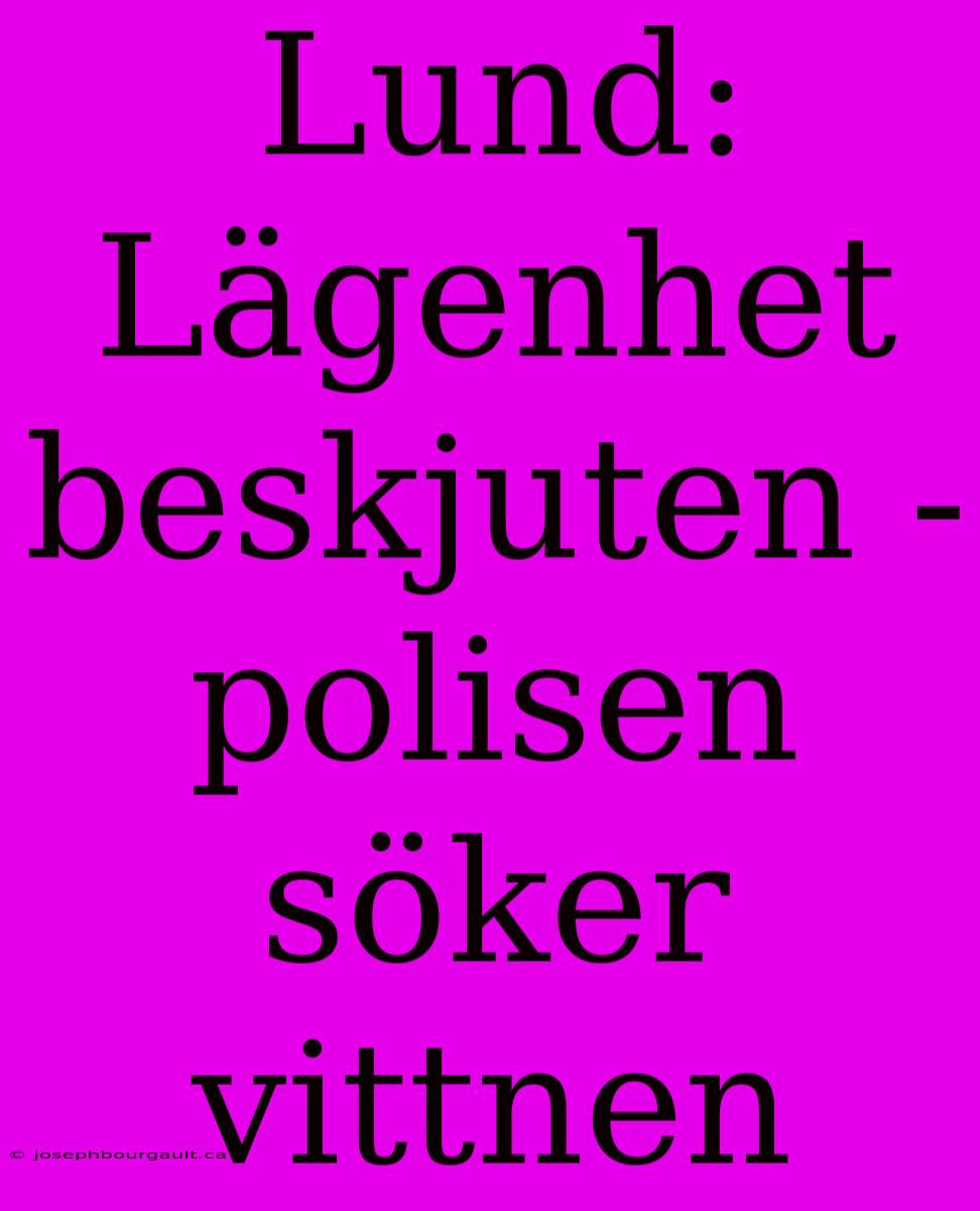 Lund: Lägenhet Beskjuten - Polisen Söker Vittnen