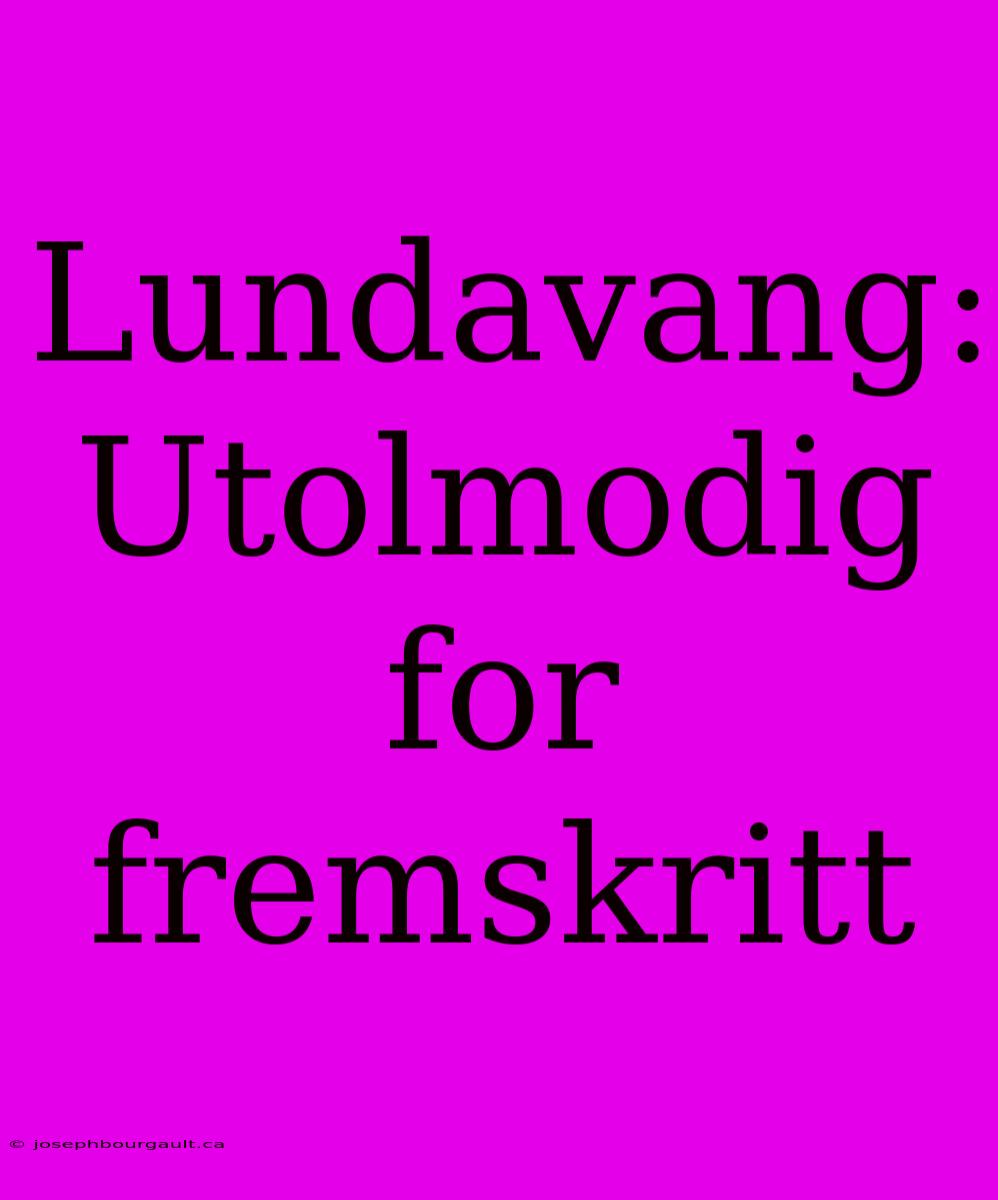 Lundavang: Utolmodig For Fremskritt