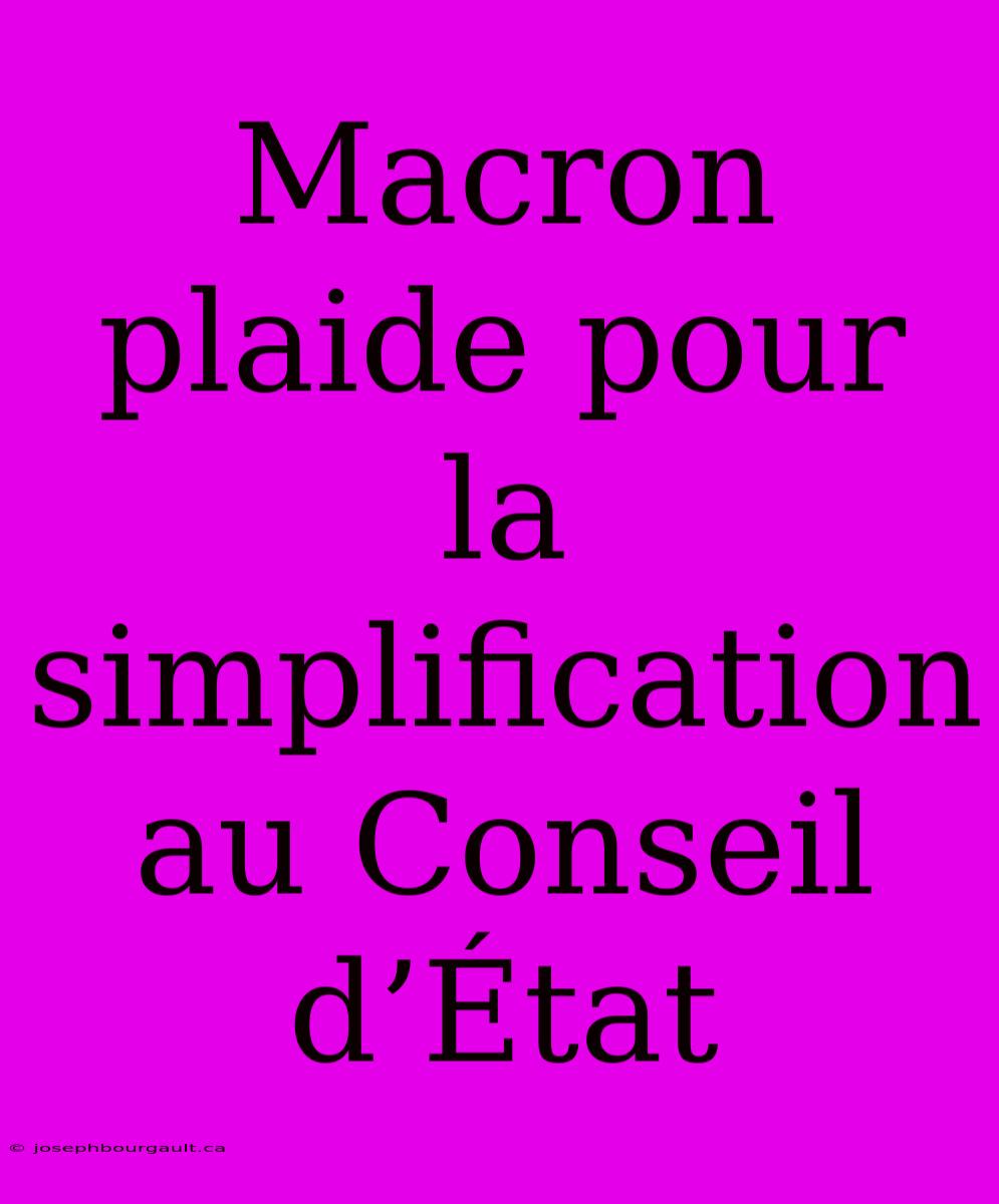 Macron Plaide Pour La Simplification Au Conseil D’État