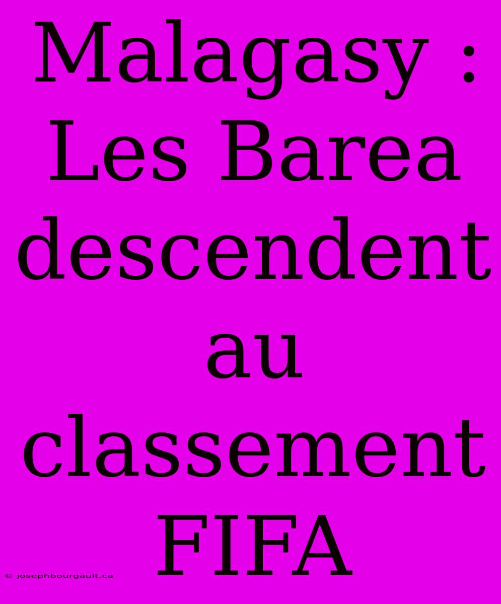 Malagasy : Les Barea Descendent Au Classement FIFA