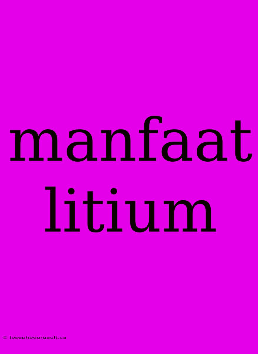 Manfaat Litium