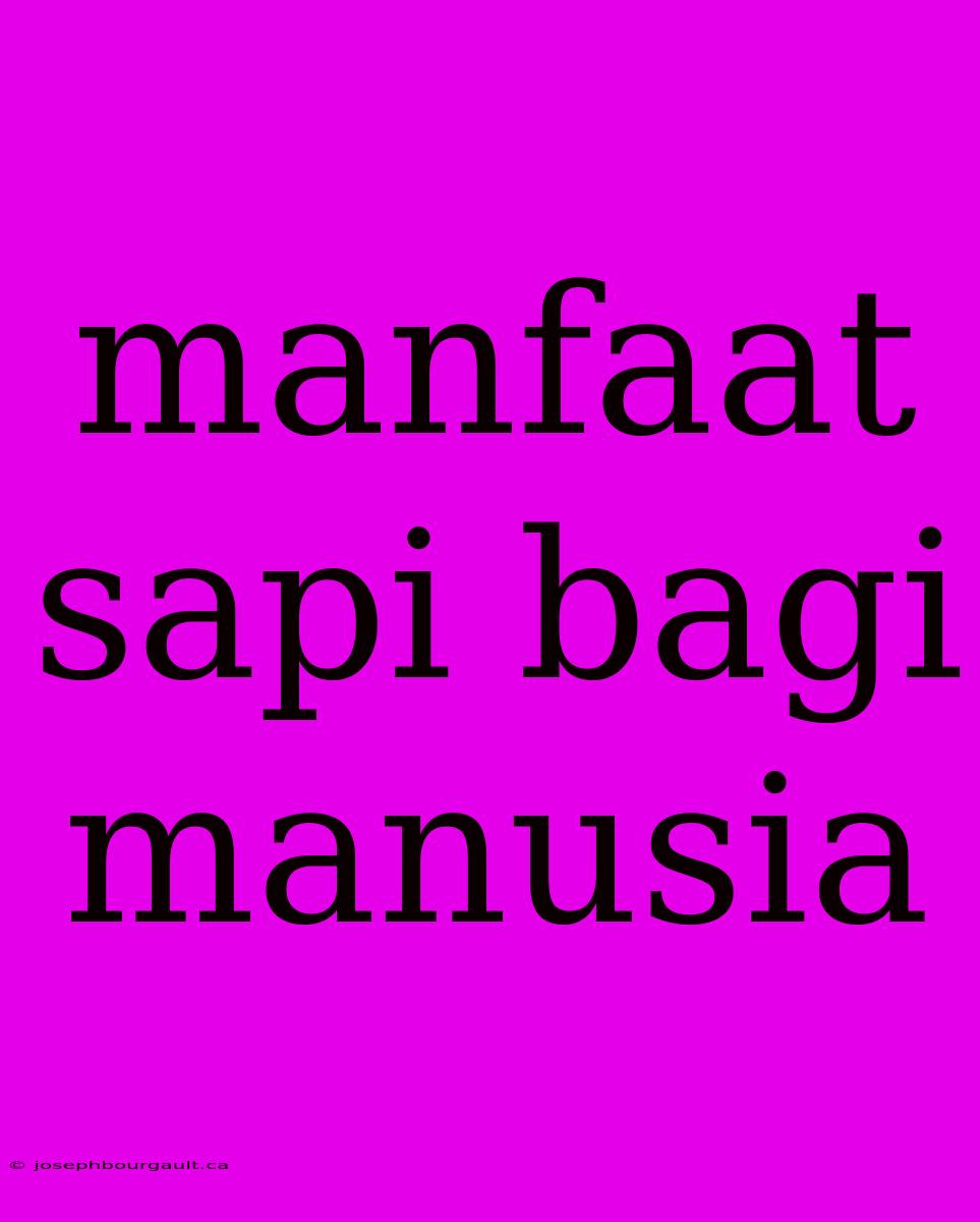 Manfaat Sapi Bagi Manusia