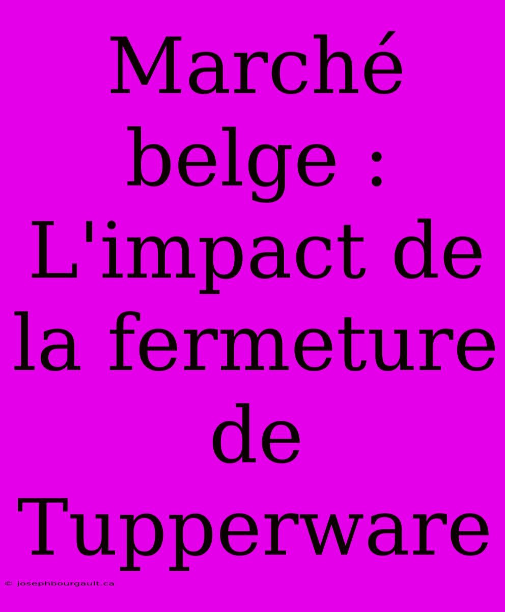 Marché Belge : L'impact De La Fermeture De Tupperware