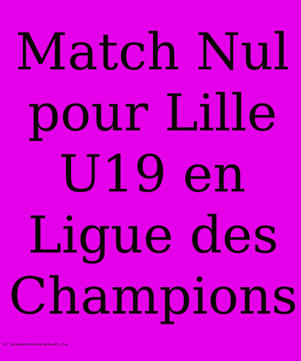 Match Nul Pour Lille U19 En Ligue Des Champions