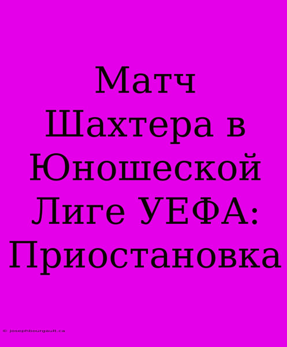 Матч Шахтера В Юношеской Лиге УЕФА: Приостановка