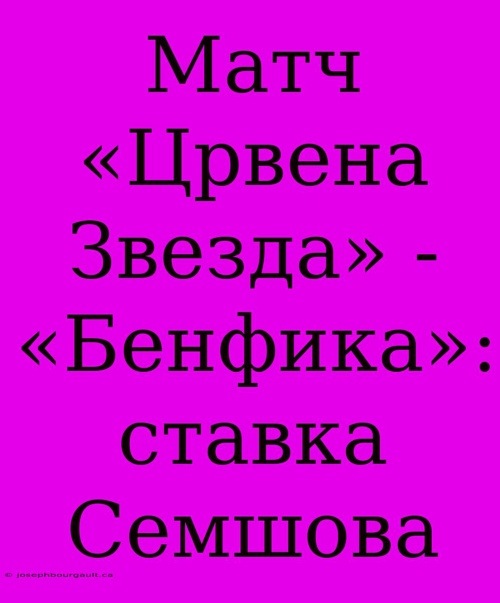 Матч «Црвена Звезда» - «Бенфика»: Ставка Семшова