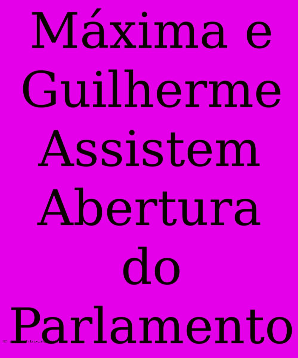 Máxima E Guilherme Assistem Abertura Do Parlamento