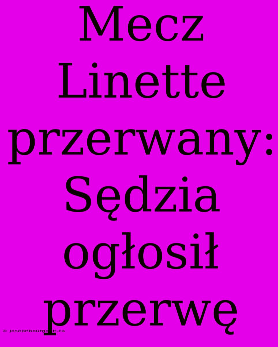 Mecz Linette Przerwany: Sędzia Ogłosił Przerwę