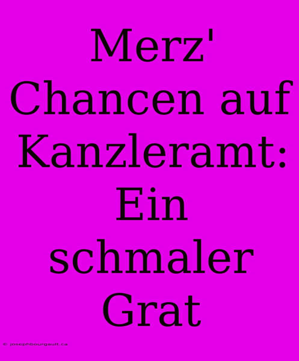 Merz' Chancen Auf Kanzleramt: Ein Schmaler Grat