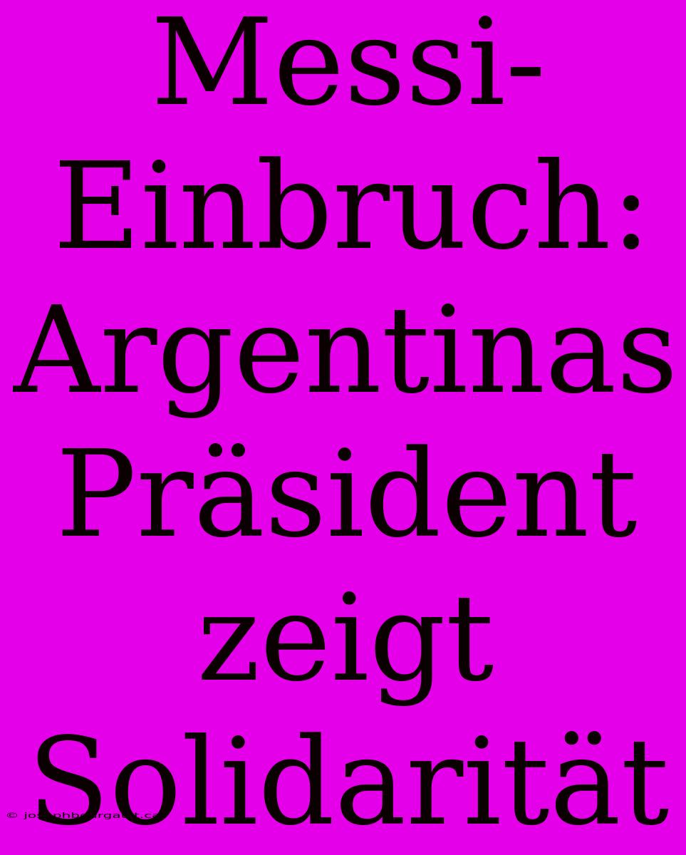 Messi-Einbruch: Argentinas Präsident Zeigt Solidarität