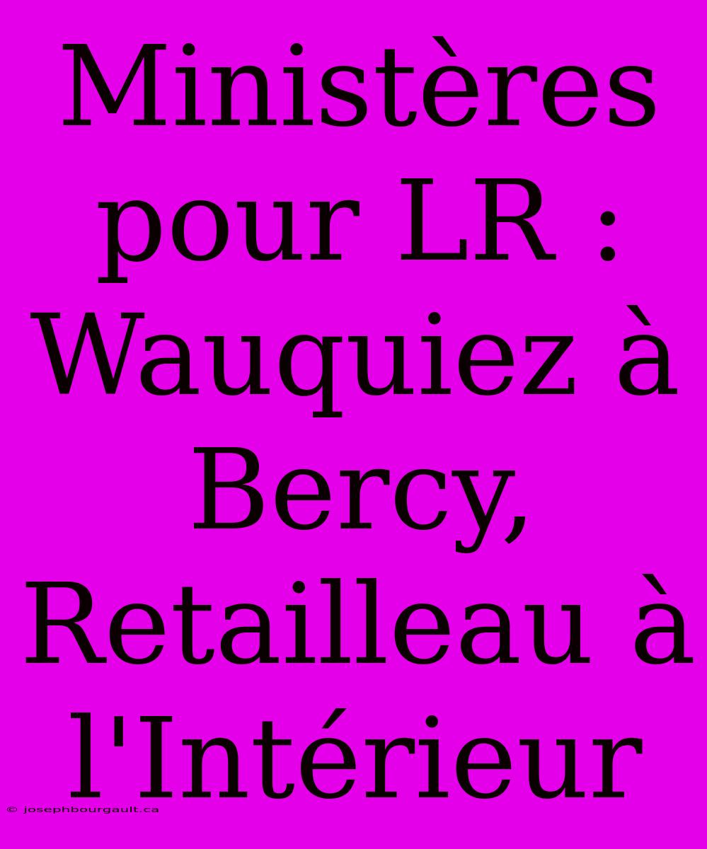 Ministères Pour LR : Wauquiez À Bercy, Retailleau À L'Intérieur