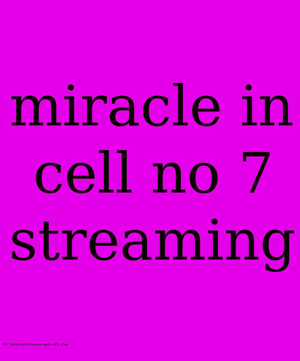 Miracle In Cell No 7 Streaming