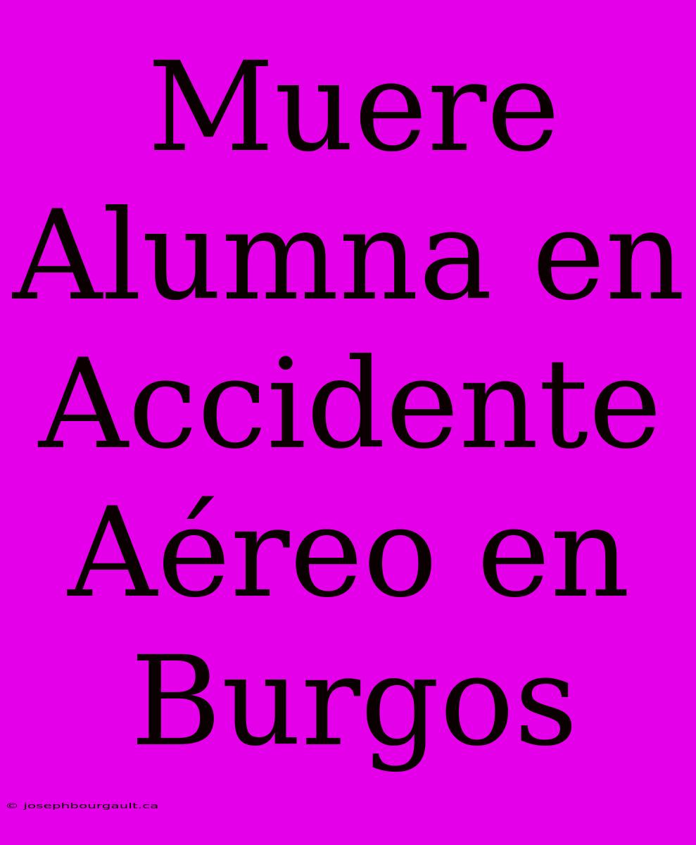 Muere Alumna En Accidente Aéreo En Burgos