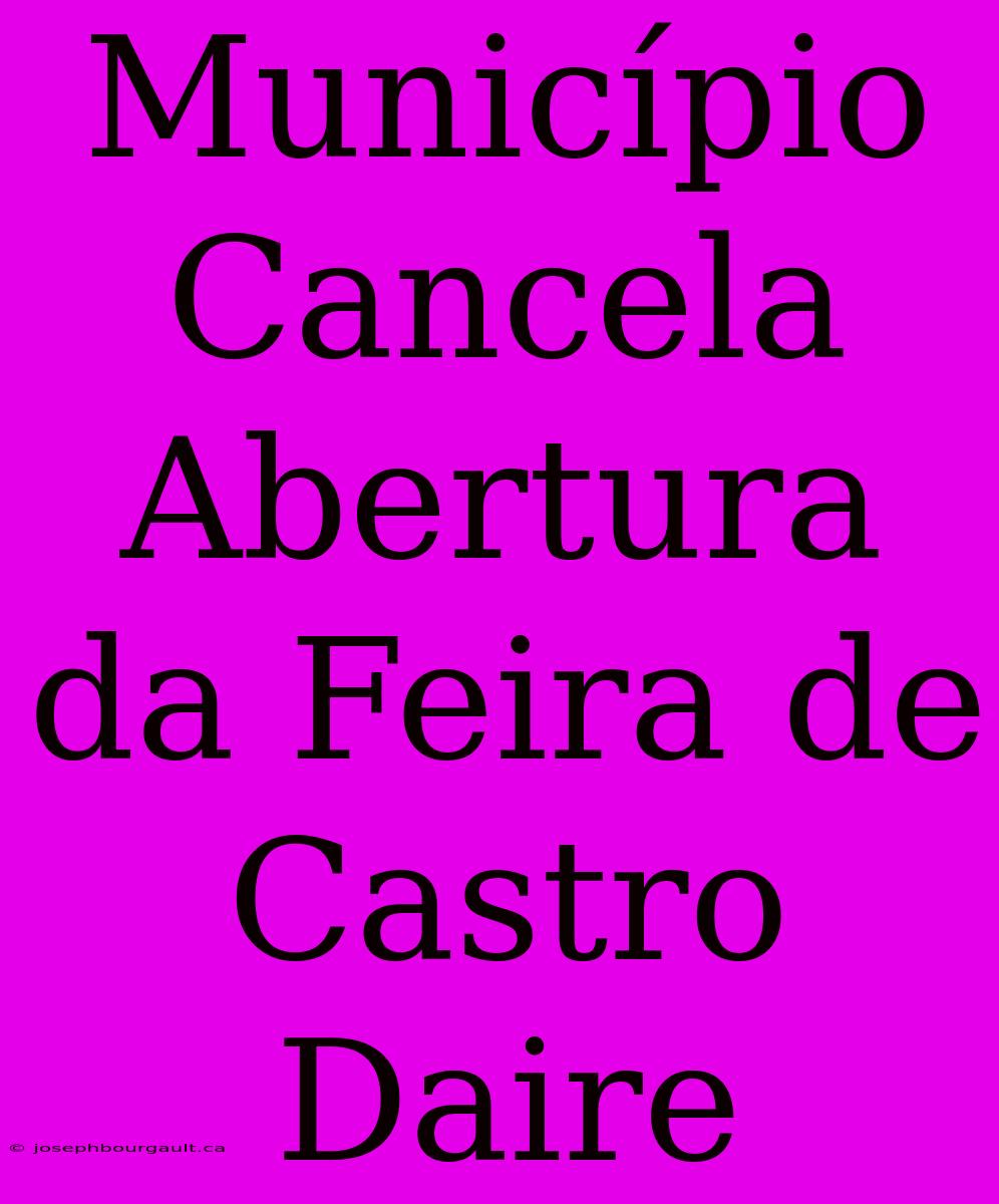 Município Cancela Abertura Da Feira De Castro Daire