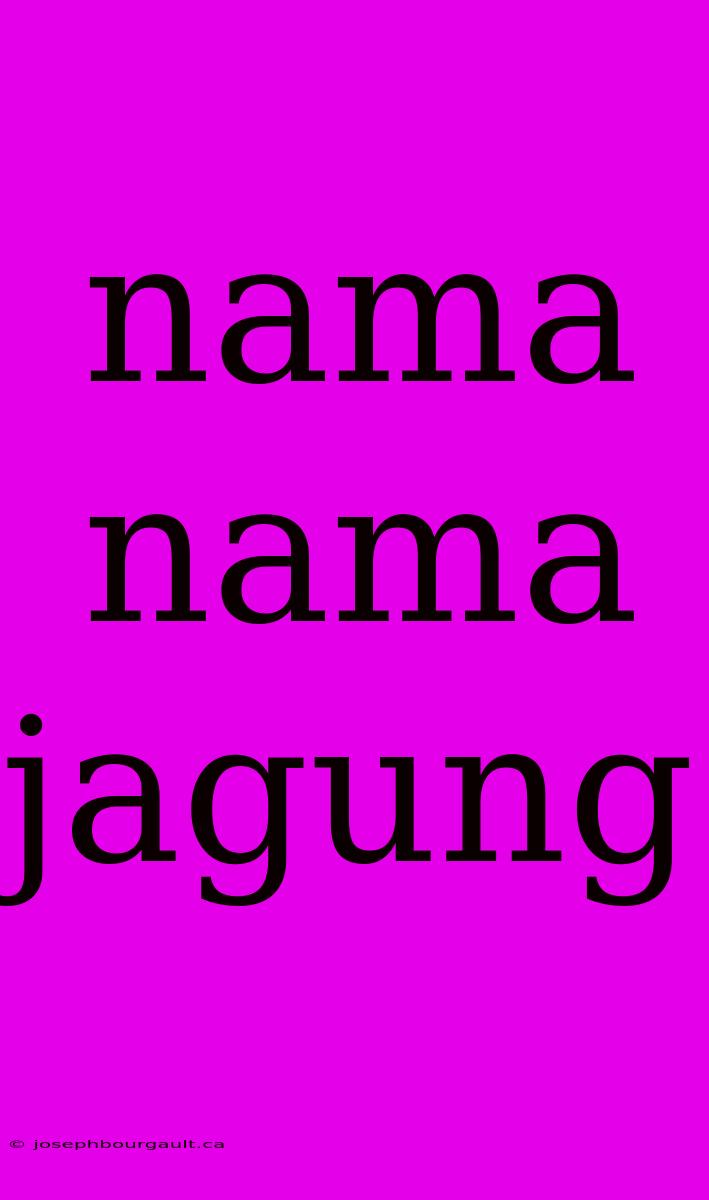 Nama Nama Jagung