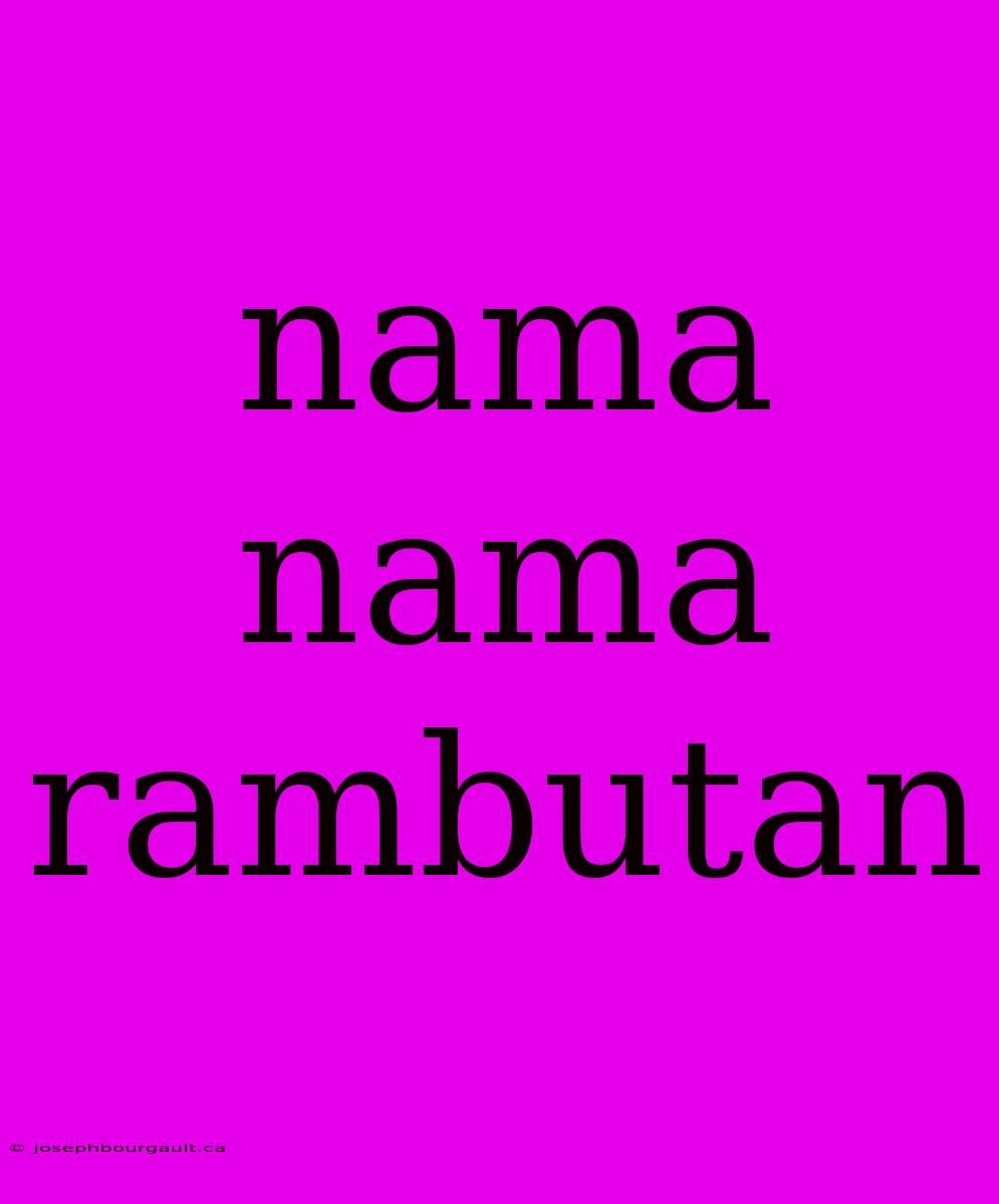 Nama Nama Rambutan