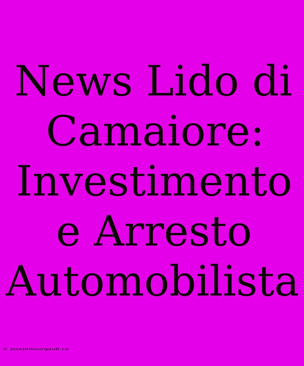 News Lido Di Camaiore: Investimento E Arresto Automobilista