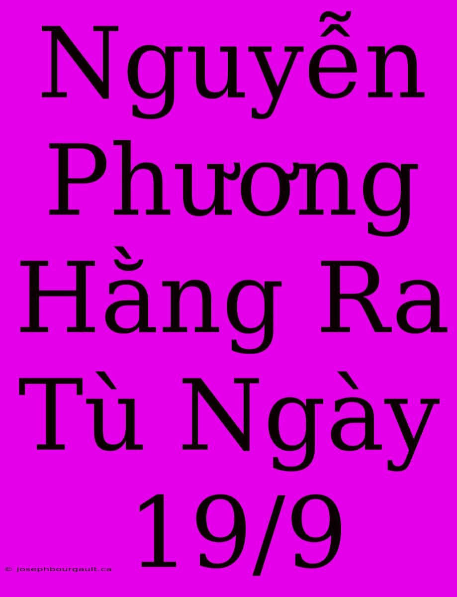 Nguyễn Phương Hằng Ra Tù Ngày 19/9