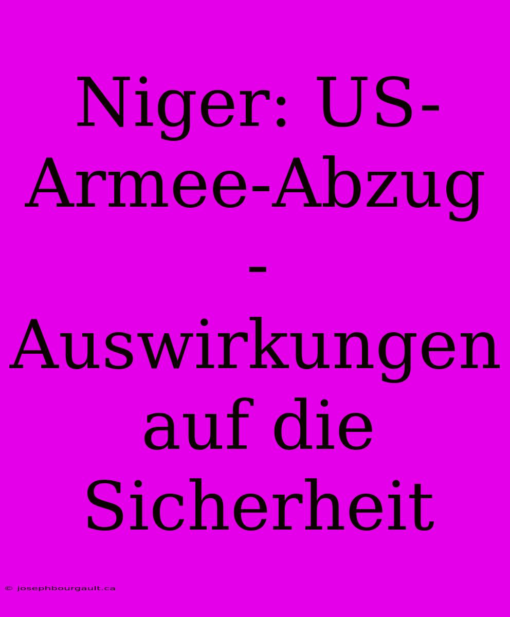 Niger: US-Armee-Abzug - Auswirkungen Auf Die Sicherheit