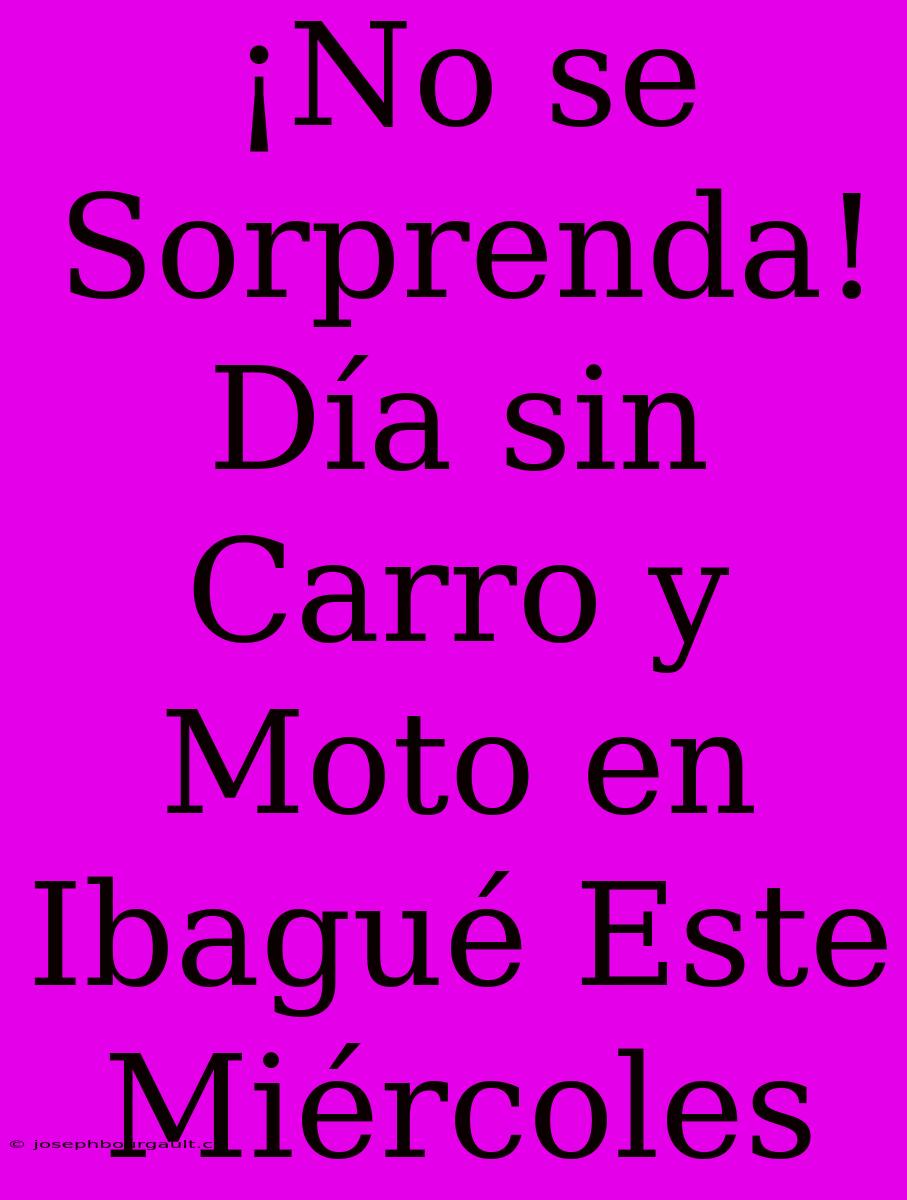 ¡No Se Sorprenda! Día Sin Carro Y Moto En Ibagué Este Miércoles