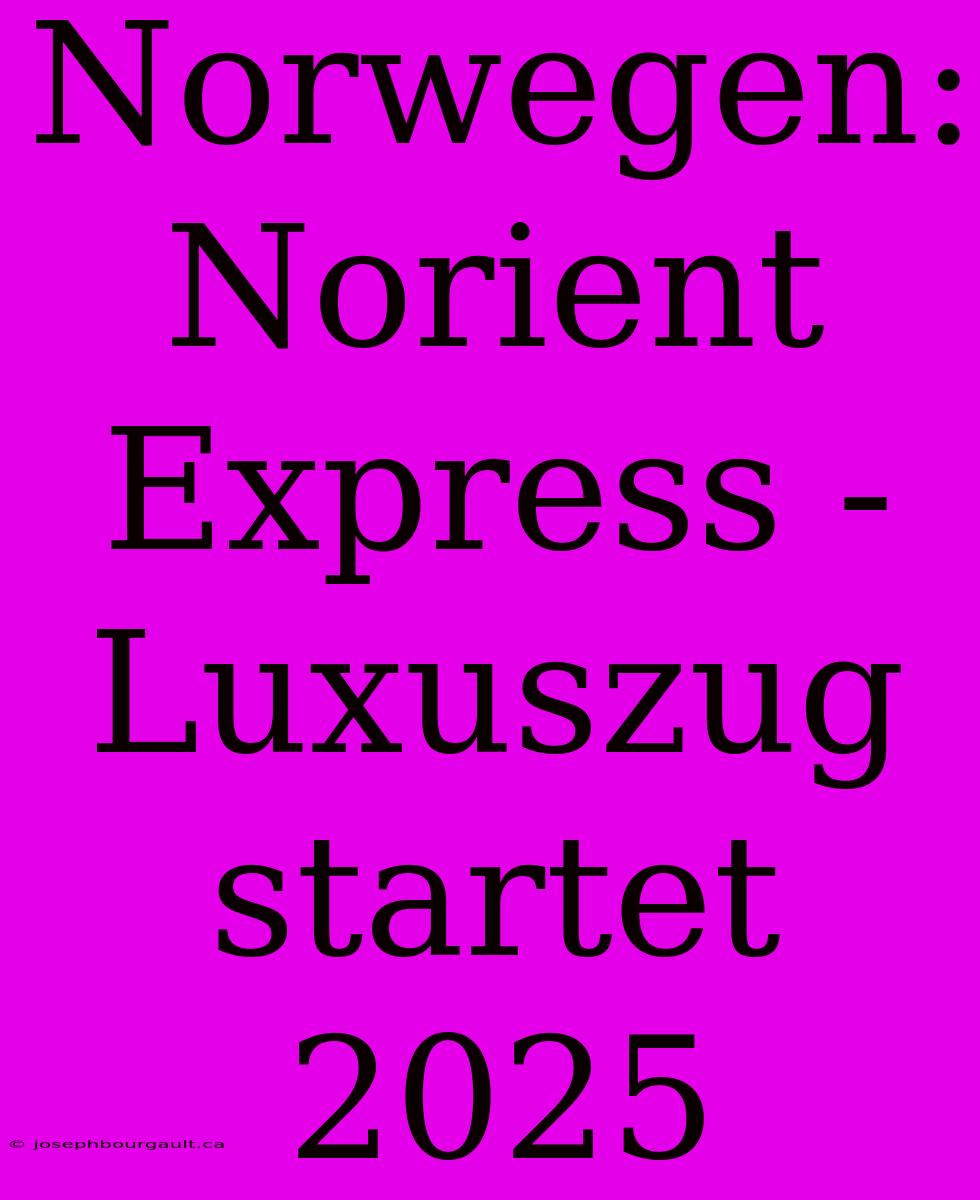 Norwegen: Norient Express - Luxuszug Startet 2025