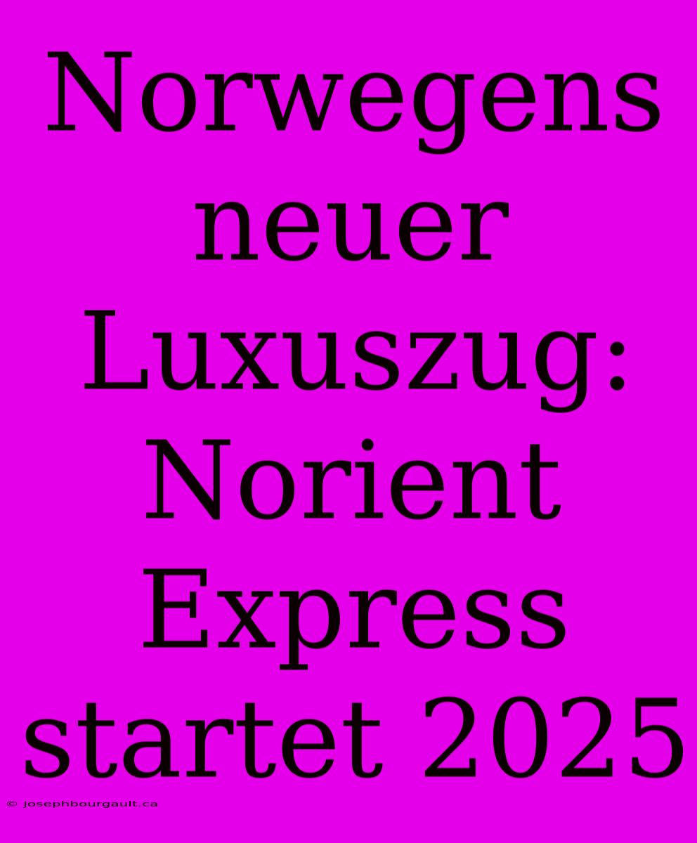 Norwegens Neuer Luxuszug: Norient Express Startet 2025