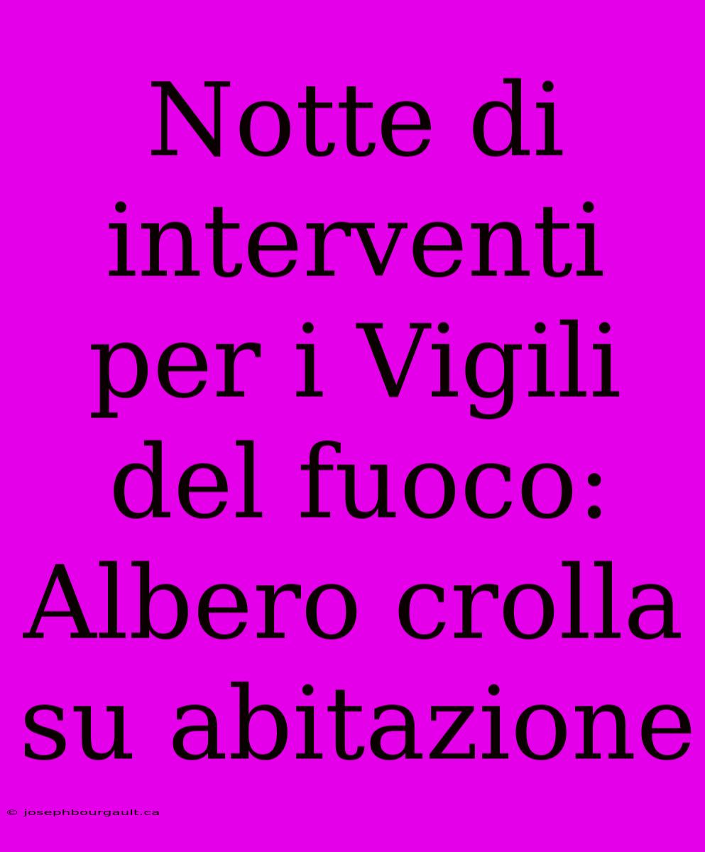 Notte Di Interventi Per I Vigili Del Fuoco: Albero Crolla Su Abitazione