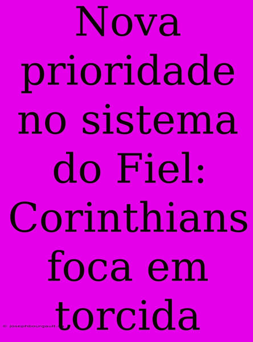 Nova Prioridade No Sistema Do Fiel: Corinthians Foca Em Torcida