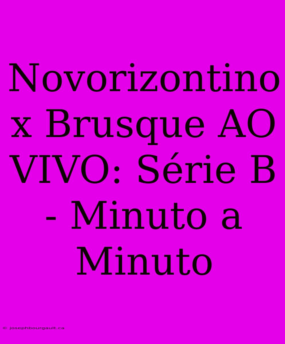 Novorizontino X Brusque AO VIVO: Série B - Minuto A Minuto