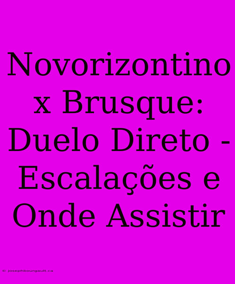 Novorizontino X Brusque: Duelo Direto - Escalações E Onde Assistir