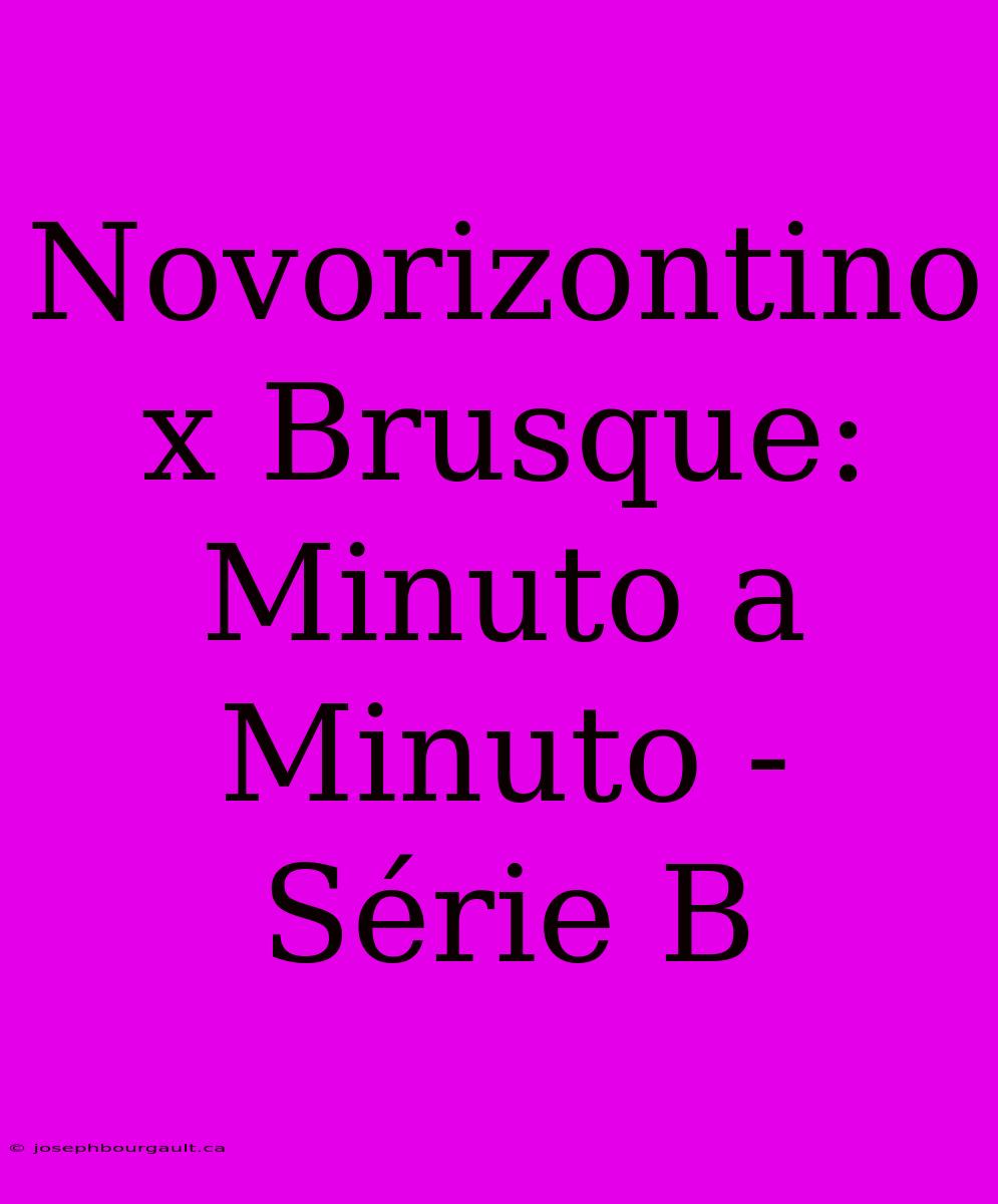 Novorizontino X Brusque: Minuto A Minuto - Série B