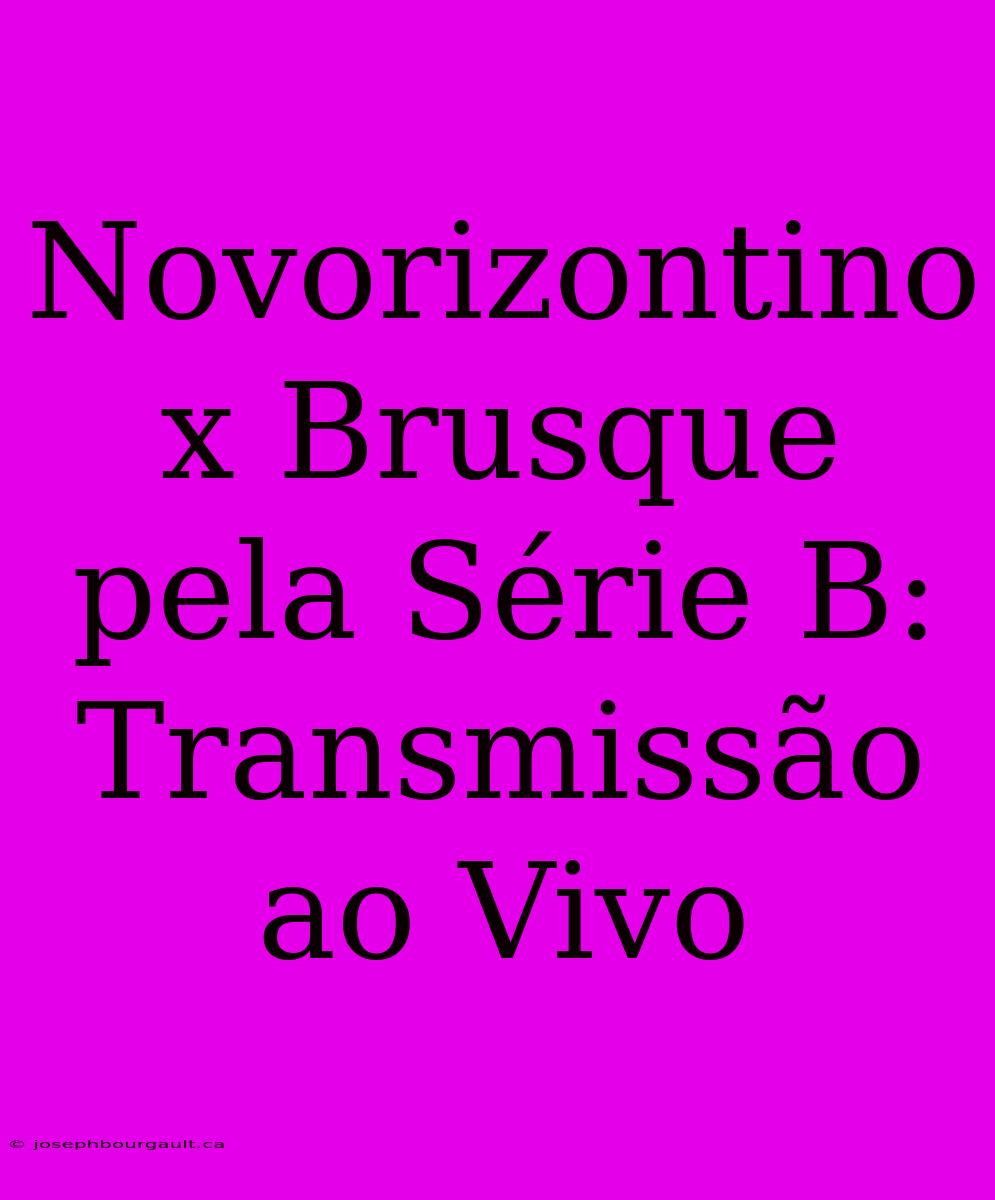 Novorizontino X Brusque Pela Série B: Transmissão Ao Vivo